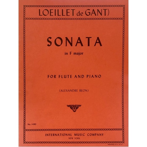 Loeillet - Sonata in F Major for Flute and Piano, Edited by Beon, Score and Part, International Music Company