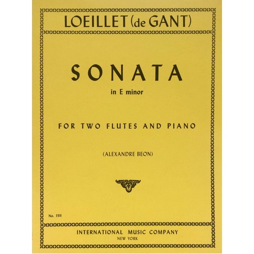 Loeillet - Sonata E Minor for Two Flutes and Piano, Score and Parts