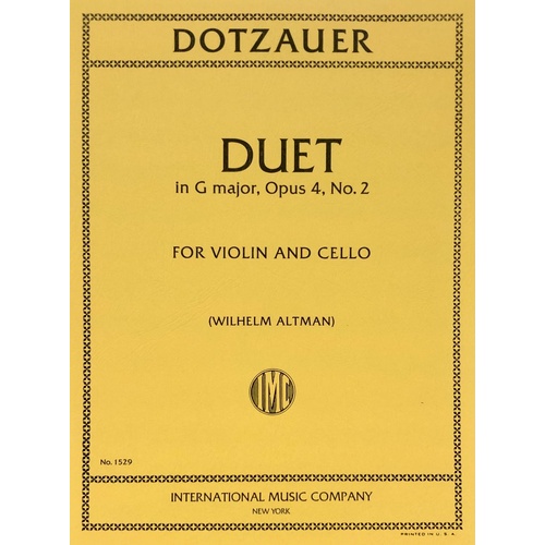 Dotzauer Duet in G Major Op. 4 No. 2 for Violin and Cello