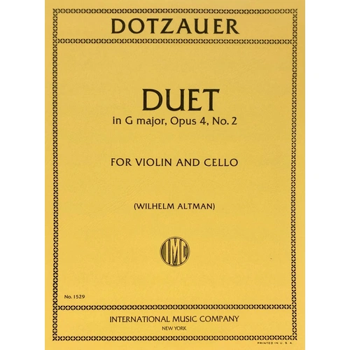 Dotzauer Duet in G Major Op. 4 No. 2 for Violin and Cello - String Duo