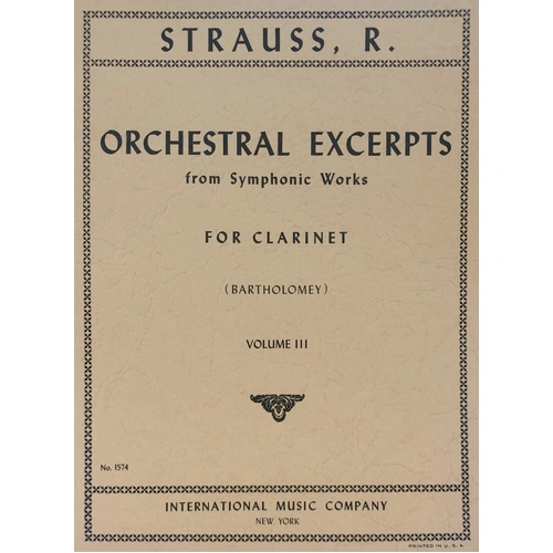 Strauss - Orchestral Excerpts Vol 3 for Clarinet