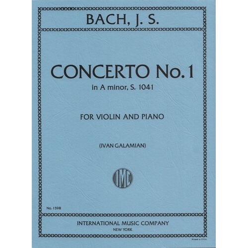 Bach - Concerto Bwv 1041 A Min Violin/Piano Ed Galamian (Softcover Book)