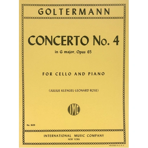 Goltermann - Concerto No 4 Op 65 for Cello and Piano, Edited by Julius Klengel, 34 Pages, Difficulty: Difficult