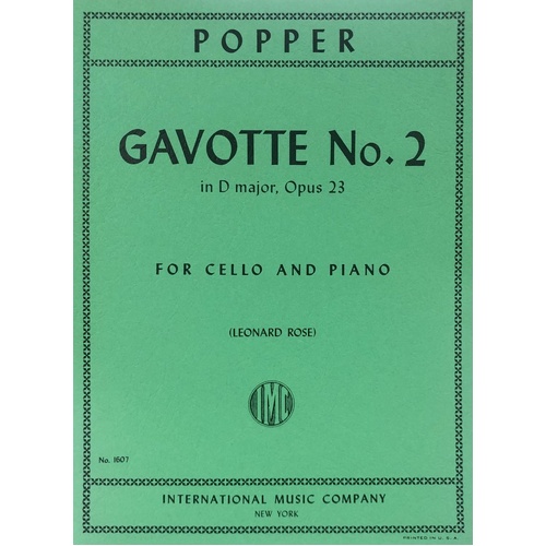 Gavotte No. 2 in D Major Op. 23 for Cello and Piano by David Popper