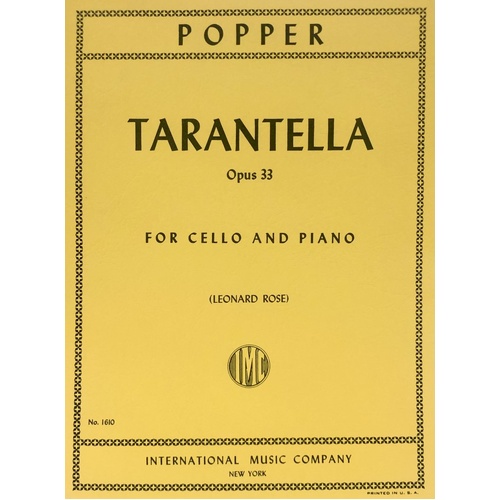 Popper - Tarantella Op. 33 for Cello and Piano, Score and Part