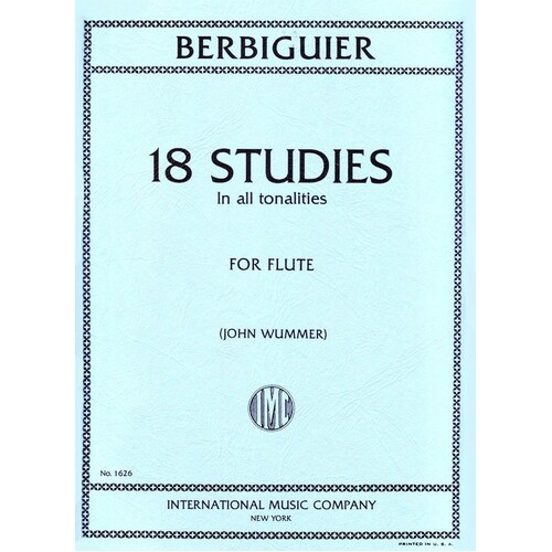 Berbiguier - 18 Studies Tonalities Flute (Softcover Book)