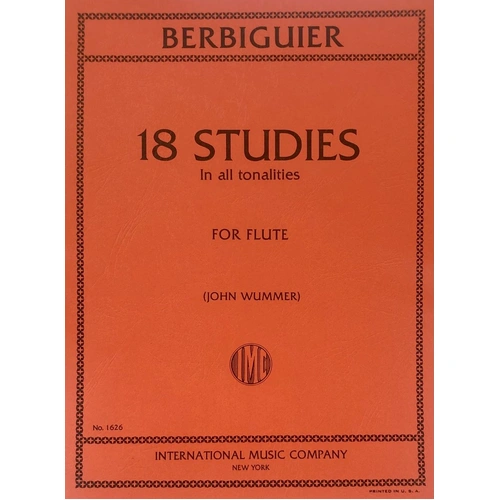 Berbiguier 18 Studies for Flute in All Tonalities - Intermediate to Advanced Level
