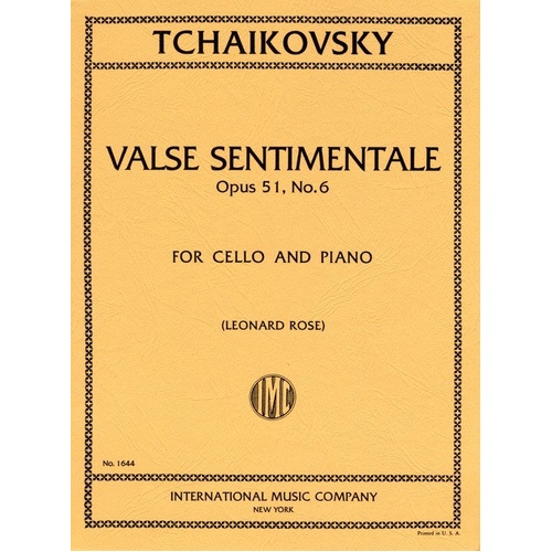 Tchaikovsky - Valse Sentimentale Op. 51 No. 6 for Cello and Piano