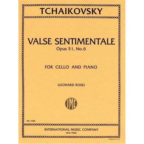 Tchaikovsky Valse Sentimentale Op. 51 No. 6 for Cello and Piano - Score and Part