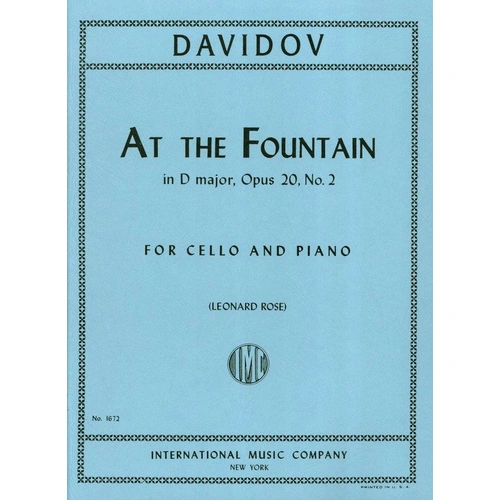 At The Fountain Op. 20 No. 2 for Cello by Carl Davidov, International Music Company, 1 Page