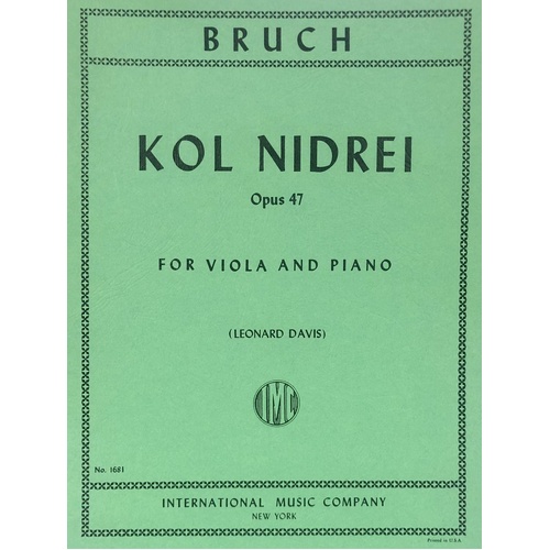 Kol Nidrei Op. 47 for Viola Arranged by Leonard Davis