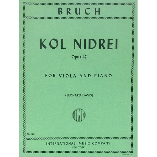 Kol Nidrei Op. 47 for Viola Arranged by Leonard Davis