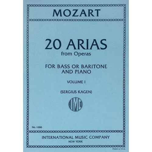 Arias from Operas 20 Bass or Baritone Volume 1 by Wolfgang Amadeus Mozart
