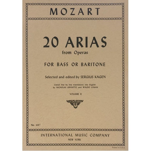 Arias from Operas 20 Bass or Baritone Volume 2 - Mozart, International Music Company