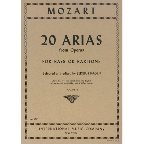 Arias from Operas: 20 Mozart Bass or Baritone - Volume 2