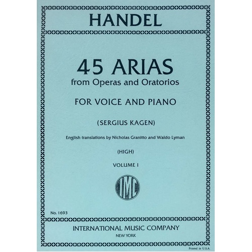 Handel - 45 Arias from Operas & Oratorios Vol 1 for High Voice and Piano