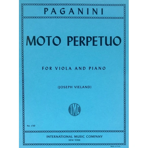 Moto Perpetuo Op. 11 for Viola Arranged by Joseph Vieland