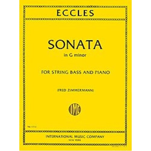 Eccles - Sonata G Min Double Bass/Piano Ed Zimmermann (Softcover Book)