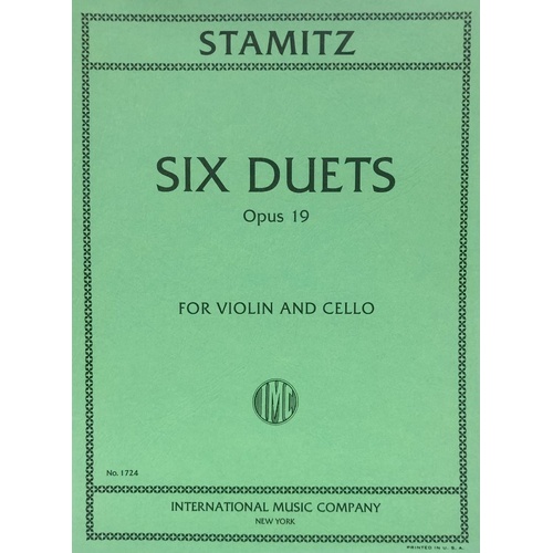 Carl Stamitz: Duets Op. 19 for Violin and Cello, Edited by Altmann / Waldo Lyman, International Music Company, 1 Page