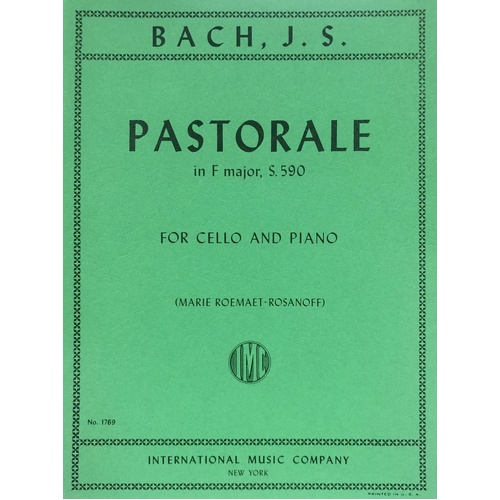 Pastorale for Cello by Johann Sebastian Bach - Score and Part