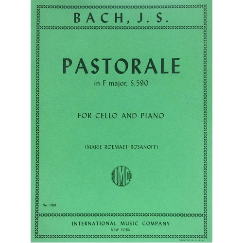 Pastorale for Cello by Johann Sebastian Bach - Score and Part