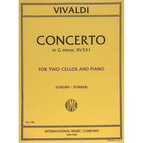 Vivaldi Concerto in G Minor RV 531 for 2 Cellos and Piano - Score and Parts