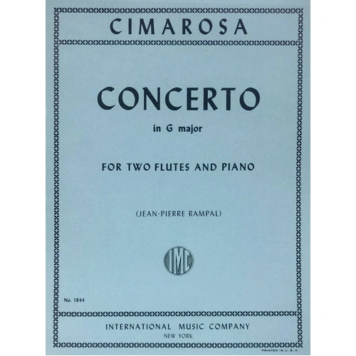 Cimarosa Concerto in G Major for 2 Flutes and Piano - Score and Parts
