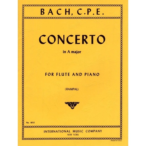 Concerto in A Major Wq 168 for Flute by C.P.E. Bach, International Music Company, 1 Page