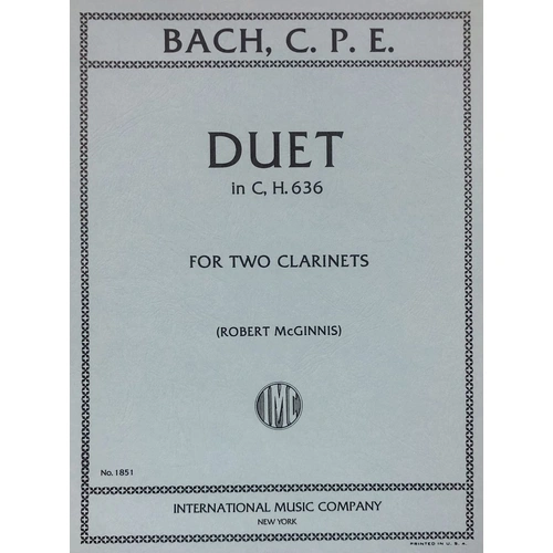 Bach - Duet in C Major H 636 for 2 Clarinets