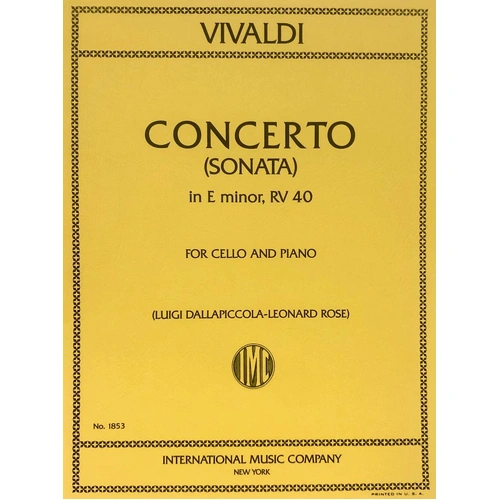 Concerto in E Minor (Sonata No. 5) for Cello and Piano by Antonio Vivaldi