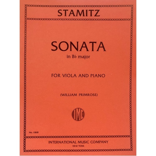 Stamitz - Sonata in B Flat for Viola and Piano, Edited by Primrose
