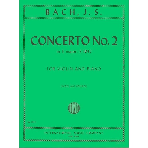Concerto Bwv 1042 E Ed Galamian Violin/Piano (Softcover Book)