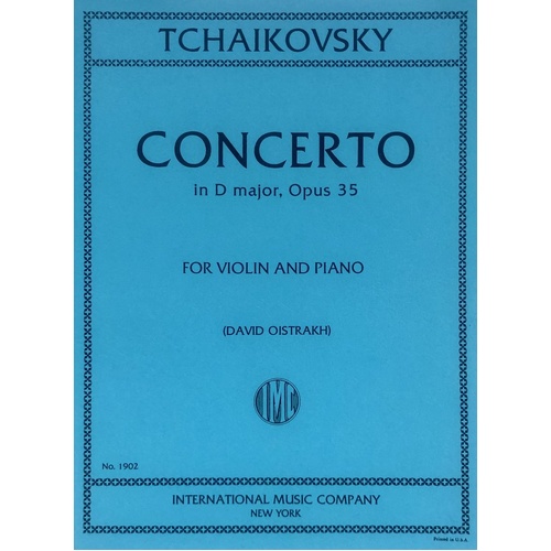 Tchaikovsky Violin Concerto in D Major Op. 35 Sheet Music for Violin and Piano