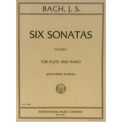 Bach: 6 Sonatas for Flute Volume I, BWV 1030-1032, Edited by Jean-Pierre Rampal, International Music Company