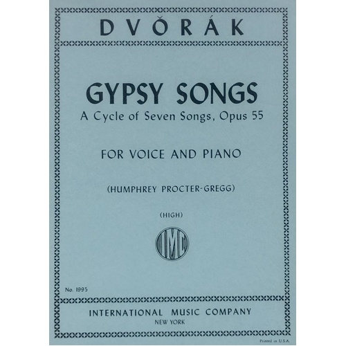 Dvorak Gypsy Songs Op. 55 for High Voice and Piano - Vocal Score, German/English, 7 Songs