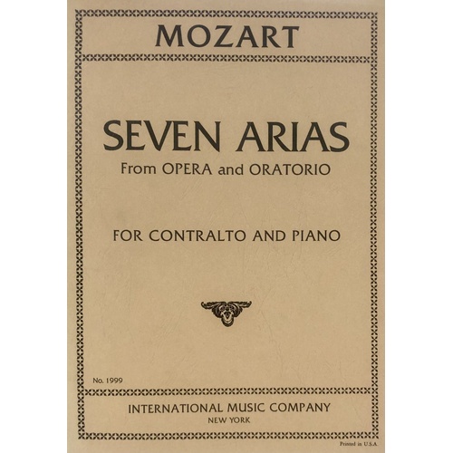 Arias for Contralto: 7 Mozart Pieces for Voice and Piano