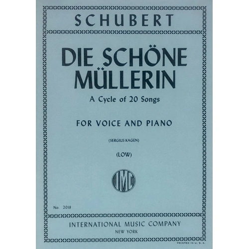 Die Schone Mullerin Op. 25 Vocal Score for Low Voice and Piano - Schubert, German/English