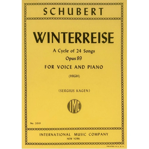 Winterreise Op. 89 High Ed Kagen Eng/Ger - Schubert 24 Songs for High Voice and Piano