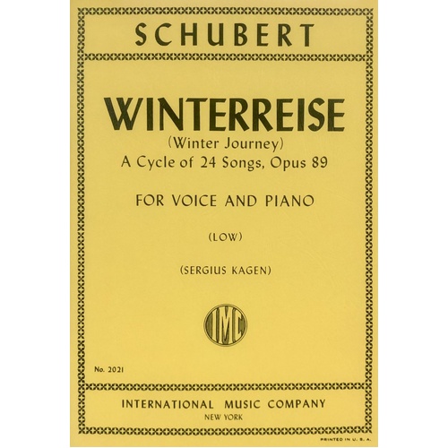 Winterreise Op. 89 Low Voice and Piano by Franz Schubert