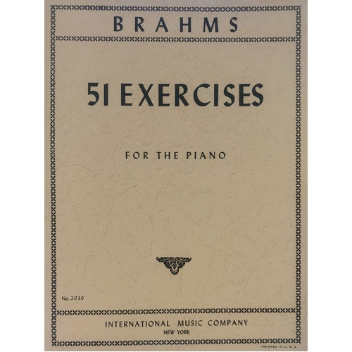 Brahms - 51 Exercises for Piano, International Music Company, 1 Page Score