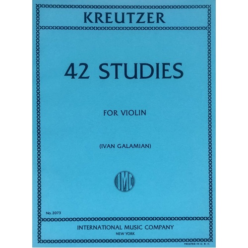Kreutzer 42 Studies for Violin, Edited by Galamian, 83 Pages, International Music Company