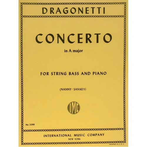 Dragonetti Concerto for Double Bass and Piano - A Major, Edited by Sankey, Score and Part