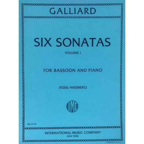 Galliard - 6 Sonatas Vol 1 for Bassoon and Piano, Edited by Weisberg