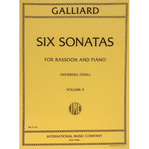 Galliard - 6 Sonatas Volume 2 for Bassoon/Piano Edited by Weisberg