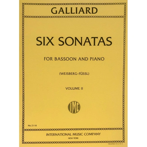 Galliard - 6 Sonatas Volume 2 for Bassoon and Piano, Edited by Weisberg