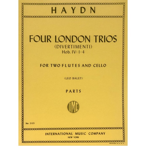 Haydn - Four London Trios Hob IV 1-4 for 2 Flutes and Cello