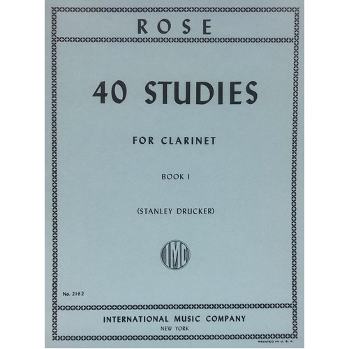 Rose 40 Studies Vol 1 for Clarinet Edited by Stanley Drucker
