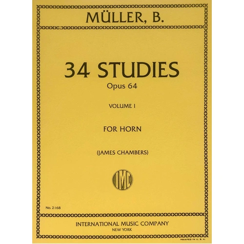 Mueller 34 Studies Op 64 Volume 1 for French Horn Solo by Berhard E. Mueller