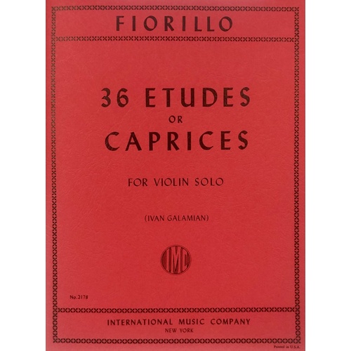 Fiorillo 36 Etudes or Caprices for Violin - Federigo Fiorillo, Violin Solo, International Music Company, 1 Page