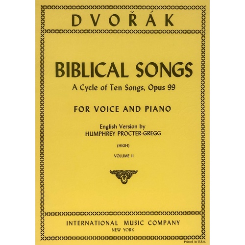 Dvorak - Biblical Songs Op 99 Vol 2 for High Voice and Piano